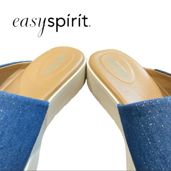 NEW Easy Spirit Women's Francey Medium Blue Denim Slide Platform Sandals 7 7W - Picture 4 of 6